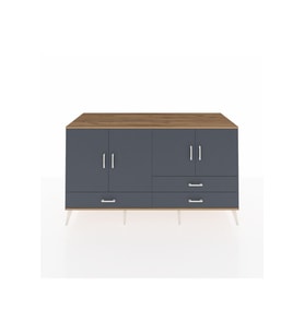 Kronos Konsol 5 Raflı 3 Çekmeceli 4 Kapaklı 176x59x99 Çam-Antrasit