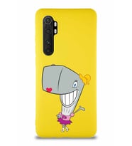 Xiaomi Mi Note 10 Lite Soft Premier Kapak Pearl Yengeç Tasarımlı Silikon Kılıf - Sarı (Şeffaf)
