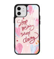 iPhone 12 Pro Pembe Motto Tasarımlı Glossy Telefon Kılıfı
