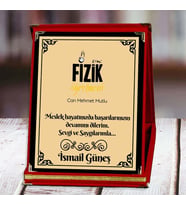 Fizik Öğretmeni Baskılı Plaket (1. Tasarım)  Kişiye Özel (Kırmızı)