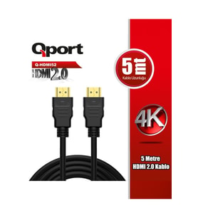 QPORT 5metre Q-HDMI52 HDMI Kablo 3D Gold 2.0V 4K 60HZ