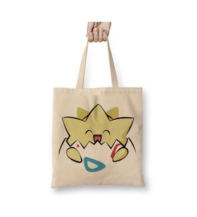 Togepi Pokemon Beyaz Bez Çanta Uzun Saplı Alışveriş Çantası Plaj Çantası