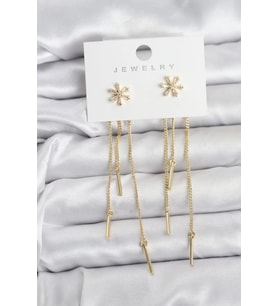 Çiçek Model Gold Pirinç Sallantılı Kadın Küpe - TJ-BKP11465