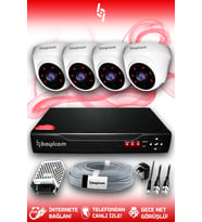 BAYICAM 4 Kameralı Dome 4 İç Kamera Set HDD'siz Full HD Gece Görüşlü Güvenlik Kamerası Sistemi