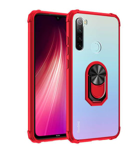 Xiaomi Redmi Note 8 Kılıf Şeffaf Sararmaz Yüzüklü Mola Kapak (Kırmızı)