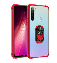 Xiaomi Redmi Note 8 Kılıf Şeffaf Sararmaz Yüzüklü Mola Kapak (Kırmızı)
