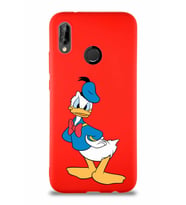 Huawei P20 Lite Soft Premier Kapak Donald Duck-D Tasarımlı Silikon Kılıf - Kırmızı (Şeffaf)