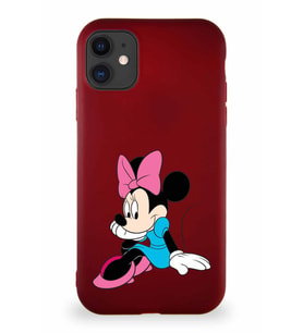 Apple iPhone 11 Soft Premier Kapak Minnie Mouse-E Tasarımlı Silikon Kılıf - Mürdüm (Şeffaf)