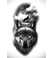 Caş Dekorasyon Kurt Figürlü Geçici Dövme Tattoo