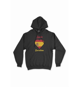 Barselona İspanya Bayraklı Kalpli Siyah Sweatshirt Hoodie