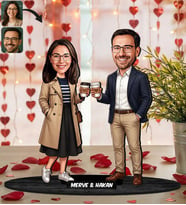 BK Gift Kişiye Özel Sevgili Karikatürlü Ahşap Biblo -8, Fotoğraftan Karikatür, Sevgililer Günü Hediyesi, Ev Hediyesi