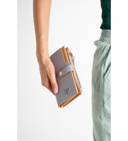 İmpolo Solin Gri Taba Kadın El Ve Cep Cüzdanı 10x18.5 Ebatında