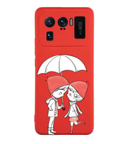 Xiaomi Mi11 Ultra Uyumlu Lansman Kılıf Aşk Tasarımlı İçi Kadife Kapak-Kırmızı (Şeffaf)