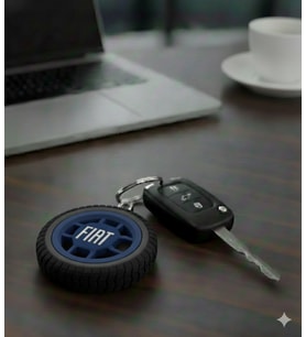 Fiat Uyumlu Özel Tasarım Araba Anahtarlığı - Premium Hafif ve Dayanıklı Anahtarlık (Mavi)