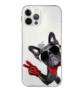PrintiFy iPhone 12 Pro ile Uyumlu Köpek 2 Kamera Korumalı Şeffaf Kılıf