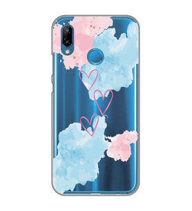 Huawei P20 Lite Uyumlu Kalp Desenli Şeffaf Telefon Kılıfı