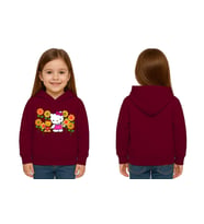 Unisex hello kity  Baskılı Çocuk Swaetshirt  Baskılı Kapüşonlu 3 İplik Şardonlu (Bordo)
