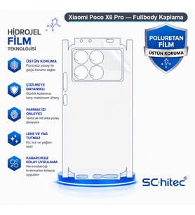 SChitec Xiaomi Poco X6 Pro Uyumlu Fullbody Arka Kaplama Hidrojel Koruyucu Film