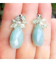 2639 Larimar Prinayt çelik aparatlı el yapımı küpe