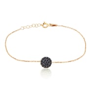 EMILIANO JEWELLERY Siyah Taşlı Pırlanta Montür Altın Kaplama Yuvarlak Gümüş Bileklik