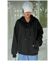 Erkek Uzun Kol Kapşonlu Basic Sweatshirt Hoodie - Siyah