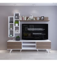 Moonlife İstanbul Dolaplı Tv Ünitesi 2 Beyaz Ceviz