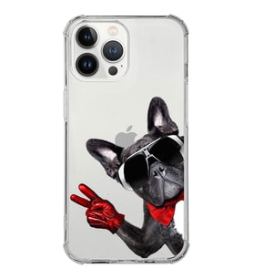 PrintiFy Apple iPhone 13 Pro Uyumlu Köpek 2 Baskılı Şeffaf Köşe Korumalı Antişok Kılıf