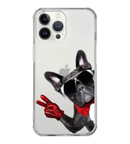 PrintiFy Apple iPhone 13 Pro Uyumlu Köpek 2 Baskılı Şeffaf Köşe Korumalı Antişok Kılıf