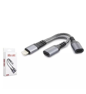 Hadron GJ-013 Lightning to 2 x Lightning Dişi Ses ve Şarj Ayırıcı Adaptör Kablo - Siyah - 1 ADET