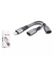 Hadron GJ-013 Lightning to 2 x Lightning Dişi Ses ve Şarj Ayırıcı Adaptör Kablo - Siyah - 1 ADET