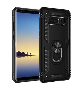 Samsung Galaxy Note 8 Uyumlu Kılıf Standlı Manyetik Yüzüklü Military Magnetic Ring Polycarbonate and TPU Case (Siyah)
