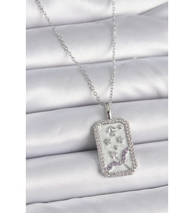 pilelistore 316L Çelik Gümüş Renk Zincir Yay Burcu Zirkon Taşlı Kadın Kolye - TJ-BKO9450