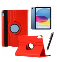 Apple iPad 10. Nesil / iPad A16 Uyumlu 10,9 inç Tablet Kılıfı Cam Kalem Set (Kırmızı)