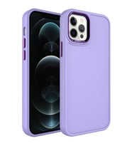 Coverzone Apple iPhone 14 ile uyumlu K?l?f Metal �er�eve Tasar?ml? Pastel Renkli iPhone 14 ile uyumlu Sert Ebullience Lila