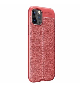 Vendas iPhone 13 Pro Deri Desenli Çift Katmanlı Silikon Kılıf + Seramik Nano Ekran Koruyucu (Kırmızı)