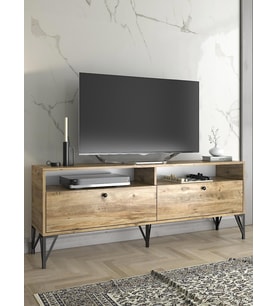 Wood'n Love Astreo 160 Cm Metal Ayaklı Tv Ünitesi - Atlantik Çam / Siyah