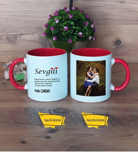 Sevgiliye Hediye Kupa Bardak Kırmızı Fotoğraflı Sevgililer Günü Hediyesi