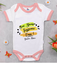 BK Kids Kişiye Özel Pembe Bebek Body Zıbın - Model 40