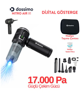 Nitro X1 Kablosuz Araç İçi Süpürge  Güçlü Vakum  Hava Pompası  Dijital Gösterge  Çanta Hediyeli