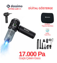 Nitro X1 Kablosuz Araç İçi Süpürge  Güçlü Vakum  Hava Pompası  Dijital Gösterge  Çanta Hediyeli