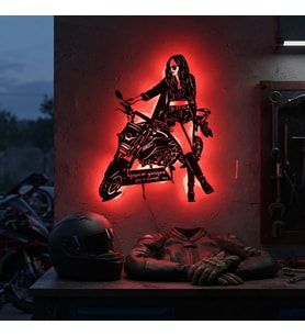 Kişiye veya Fotoğrafa Özel Led Işıklı Ahşap Hediyelik Motosiklet Tabloları, Dekor