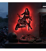 Kişiye veya Fotoğrafa Özel Led Işıklı Ahşap Hediyelik Motosiklet Tabloları, Dekor