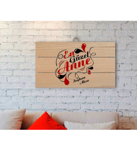 BK Gift Kişiye Özel En Güzel Anne Tasarımlı Otantik Ahşap Palet Tablo-1