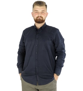 Mode XL Büyük Beden Erkek Keten Cepli Gömlek 20386 Lacivert