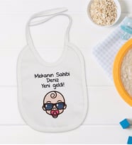 BK Kids Kişiye Özel Mekanın Sahibi Yeni Geldi Tasarımlı Bebek Mama Önlüğü - Model 1