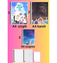 a day before us 3 adet defter seti A4 büyük boy 72 sayfa çizgili_kareli + A5 çizgisiz defter seti