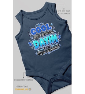 Cool Diye Yazılır Dayım Diye Okunur Sıfır Kol Bebek Zıbını %100 Pamuk