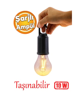 Volemi V-012 Taşınabilir Usb Şarjlı Led Ampul Outdoor Kamp Bahçe Lambası Askılı Kırılmaz Led Işık