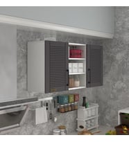 Kenzlife hazır mutfak dolabı pırasa90 gri mod2 90*120*32 mebran kapak suntalam gövde (Karışık)
