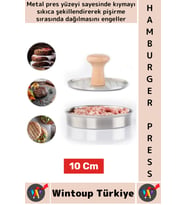 Uzun Ömürlü Ergonomik Tutuş Ahşap Saplı Izgara Çizgili Mutfak Kıyma Köfte Hamburger Press 10 Cm